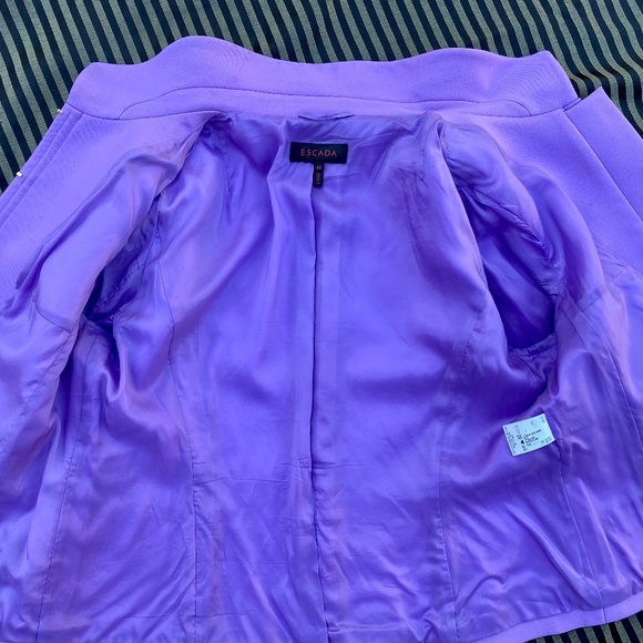 Designer Escada Virgin Wool Lavender Light Jacket  Blazer Office Outfit - Picture 10 of 12